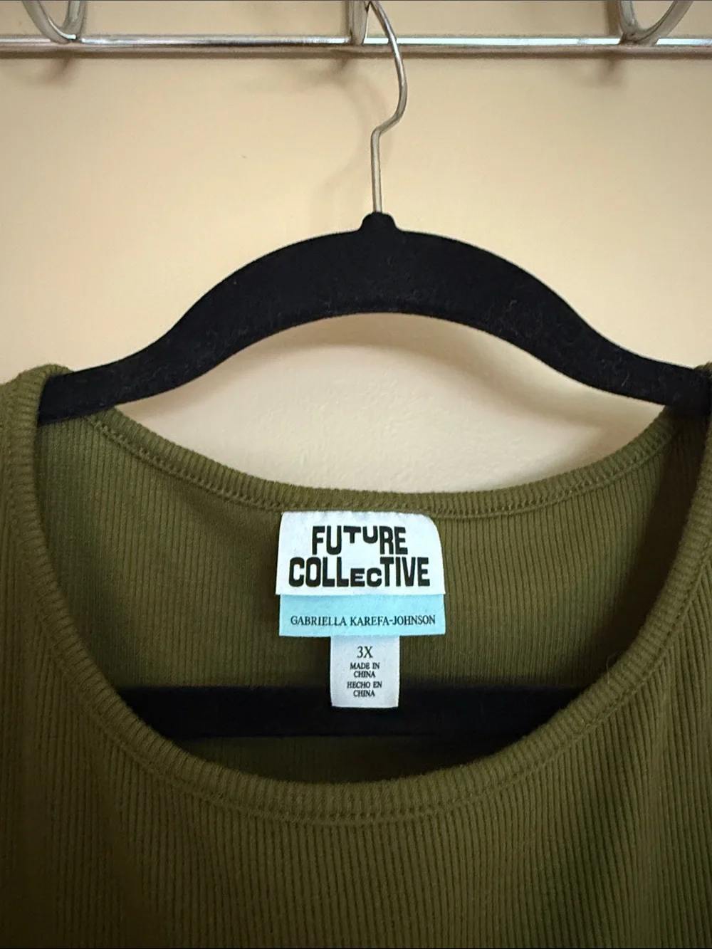 Future Collective Olive Ribbed Muscle Tank - Picture 2 of 2